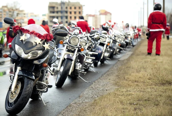 圣诞老人的摩托车 — 图库照片