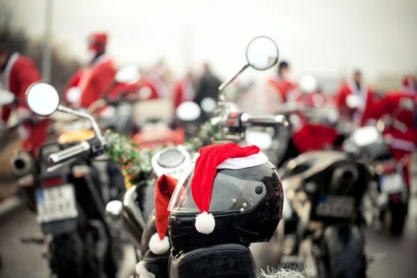 圣诞老人的摩托车 免版税图库图片
