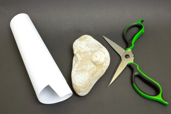 Ножницы, бумага, камень — стоковое фото