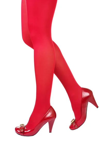 Ženské nohy v červené barvě — Stock fotografie