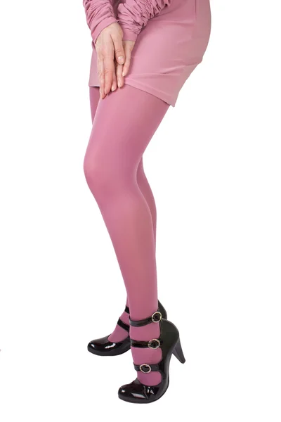 The lady in pink stockings — Stock Photo, Image