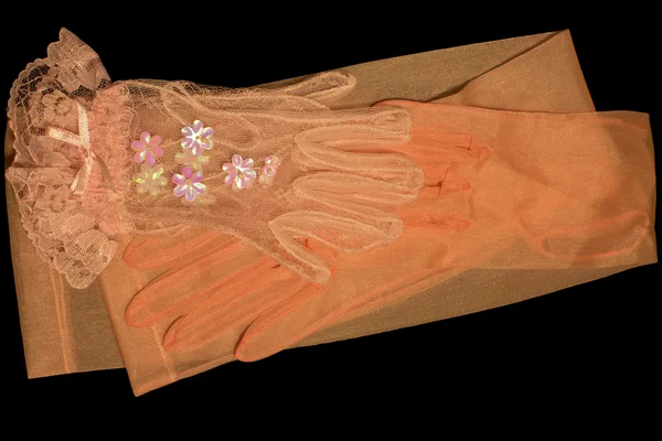 Dvoje růžové rukavice — Stock fotografie