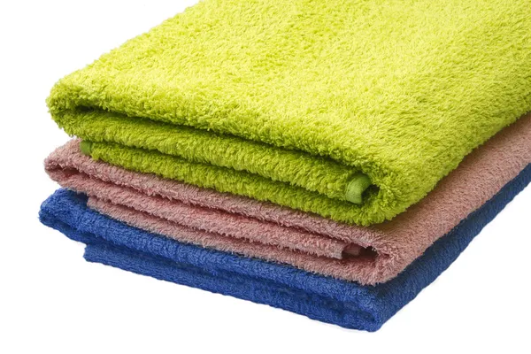 Håndklær: blå, rosa, grønn – stockfoto