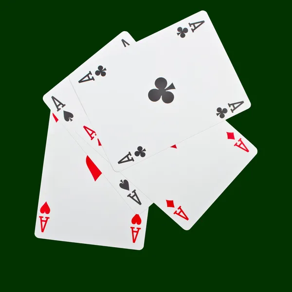 Four aces on green — Stock Photo, Image