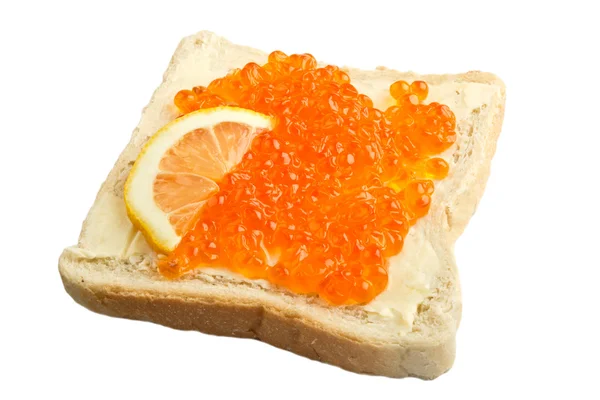 Caviar rojo con limón — Foto de Stock