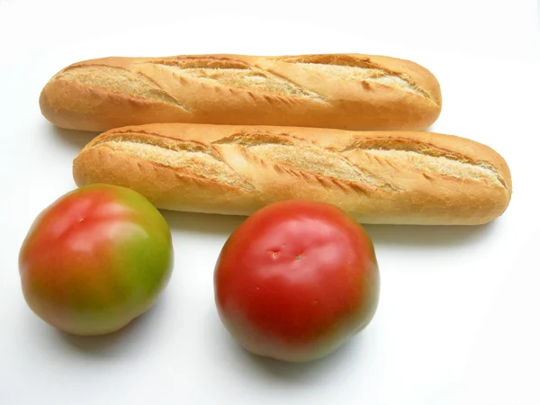 Tomaten mit Baguett — Stock Photo, Image