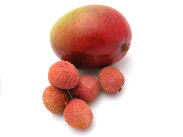 Lychee ve mango meyve — Stok fotoğraf