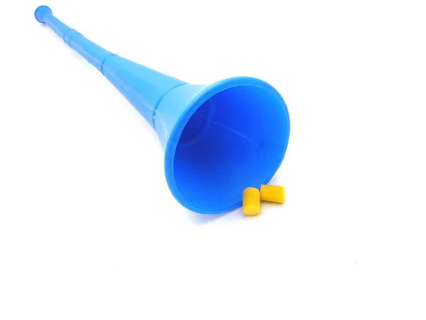 Vuvuzela buzina e tampões auriculares — Fotografia de Stock