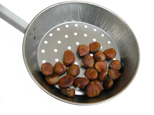 Sweet chestnuts in pan — Stock Photo, Image