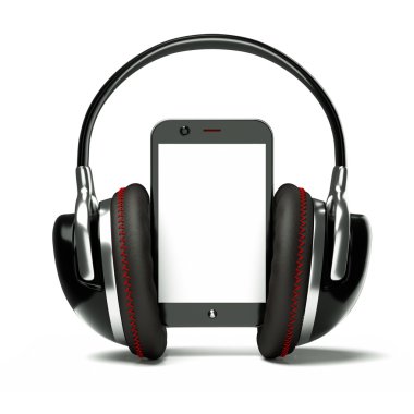 Creative cellphone with headphones clipart