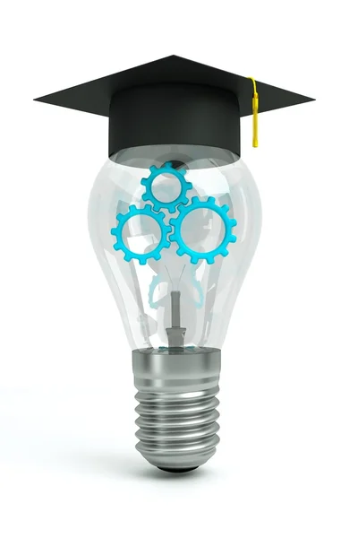 Bulb with a bluegears — Stock Photo, Image
