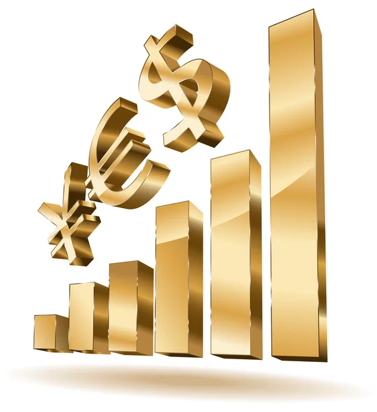 Barres d'or en croissance — Image vectorielle