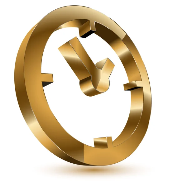 3d golden time clock symbol — Stock Vector
