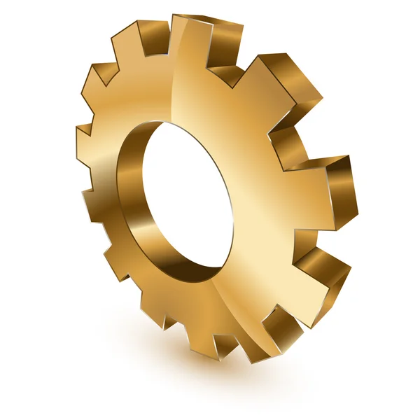 stock vector 3d golden gear wheel symbol