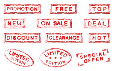 Set of twelve commercial stamps clipart