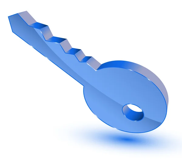 Símbolo de llave azul — Vector de stock