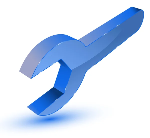 Blue spanner symbol — Stock Vector
