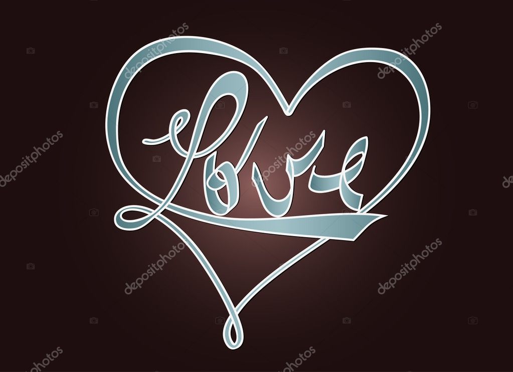 love and heart typography design