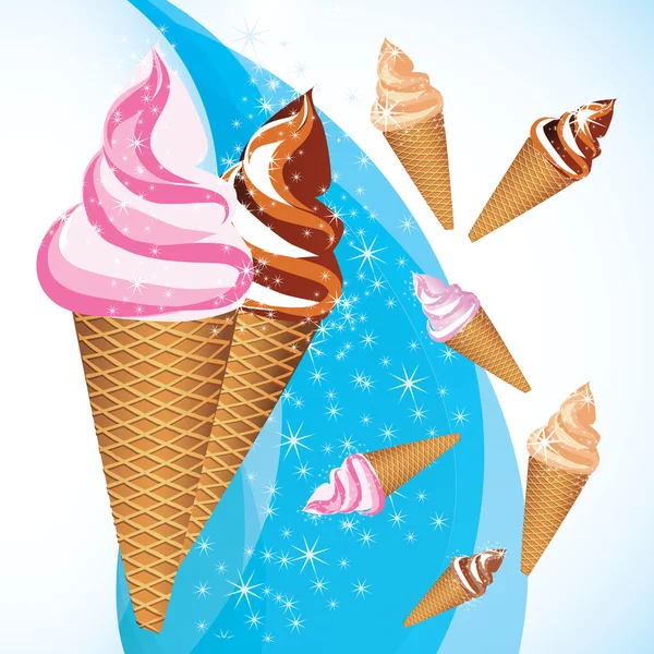 Vector ice cream on an abstract background — Stock Vector