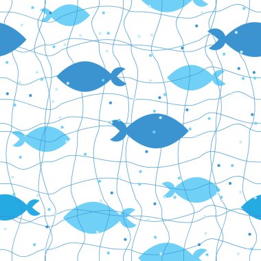 Seamless pattern of fish clipart