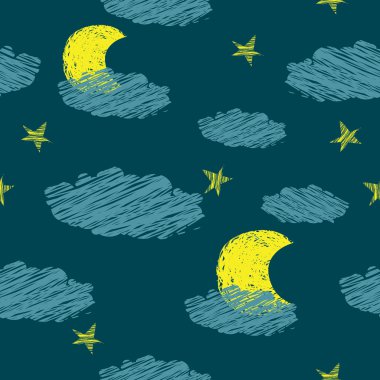 Seamless pattern of the night sky the stars the moon clipart