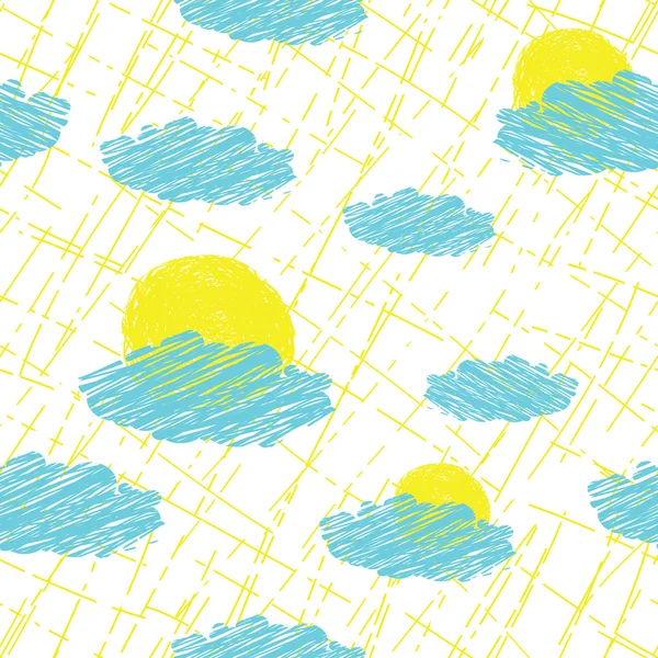 Naadloze patroon van wolken, de zon — Stockvector