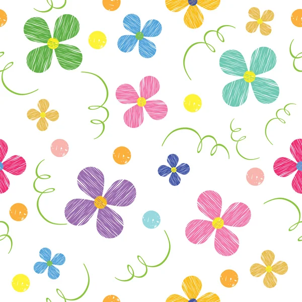 Nahtloses Muster mit Blumen, bemalt — Stockvektor