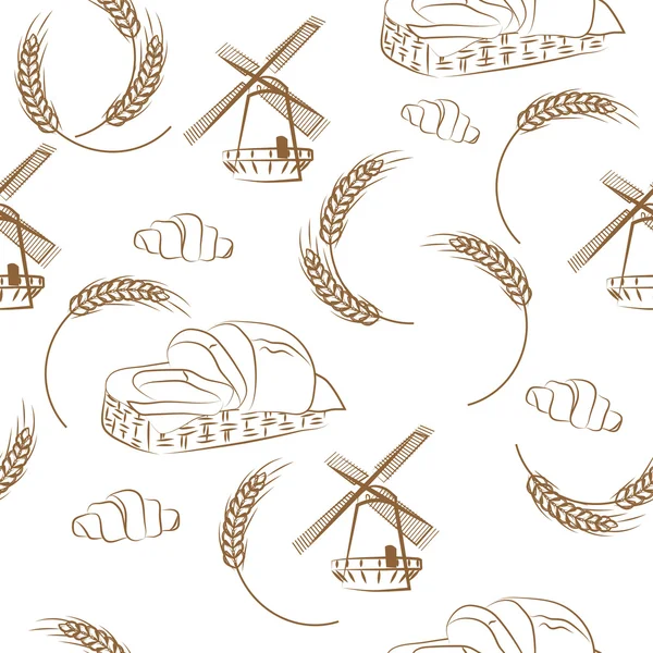 小麦の製粉のシームレスなパターン — ストックベクタ