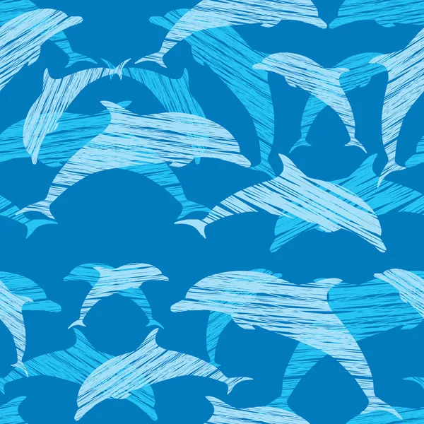 Seamless mönster med delfiner — Stock vektor