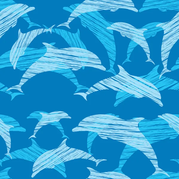 stock vector Seamless pattern with dolphins