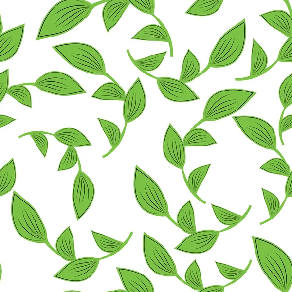 緑の葉のシームレスなパターン — ストックベクタ