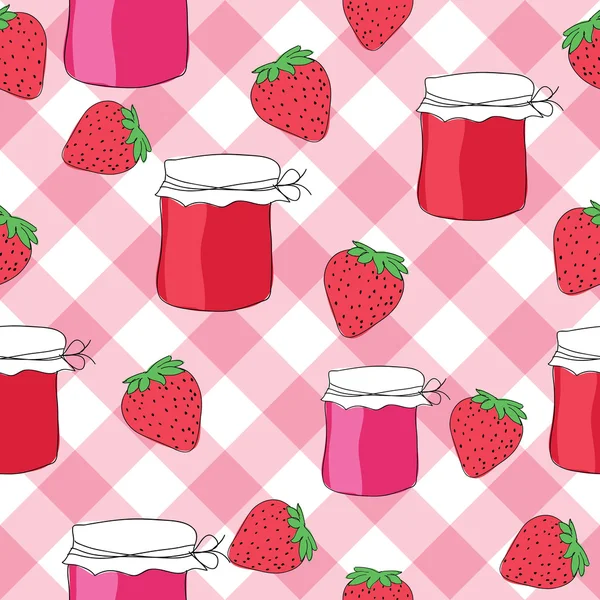 无缝模式的草莓酱 — 图库矢量图片