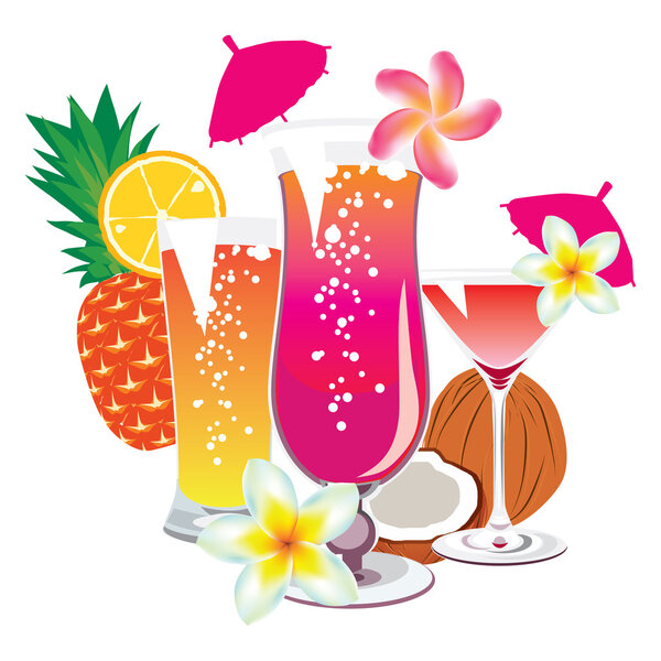 Vector of the cocktails on a white background