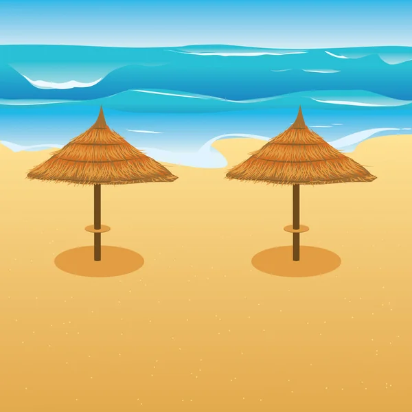 Parasoll på stranden — Stock vektor