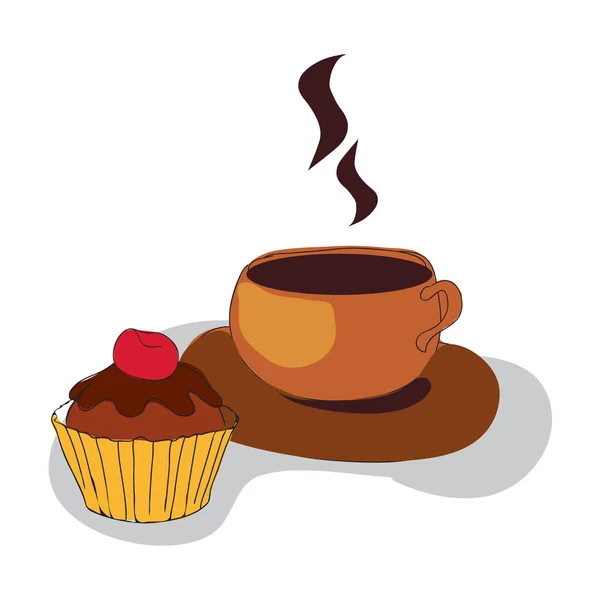 Káva a koláč — Stockový vektor