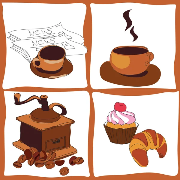 Koffie en gebak — Stockvector