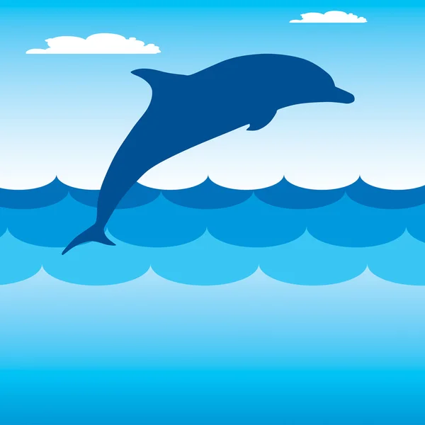 Dolfijn in de blauwe zee — Stockvector