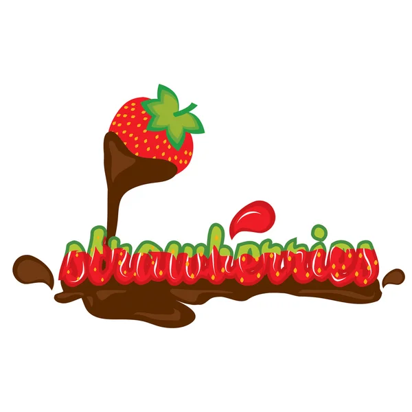 Aardbeien in chocolade — Stockvector