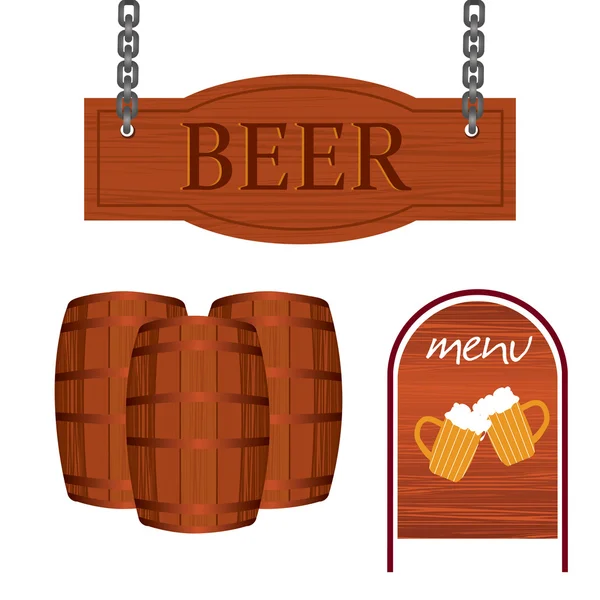 Пиво и деревянные изделия — стоковый вектор