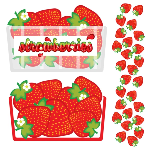 Embalaje de fresas — Archivo Imágenes Vectoriales