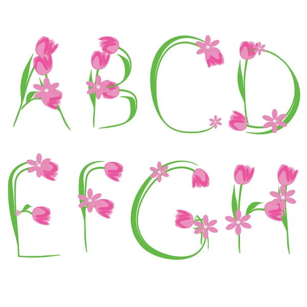 Vector font flower — Stock Vector