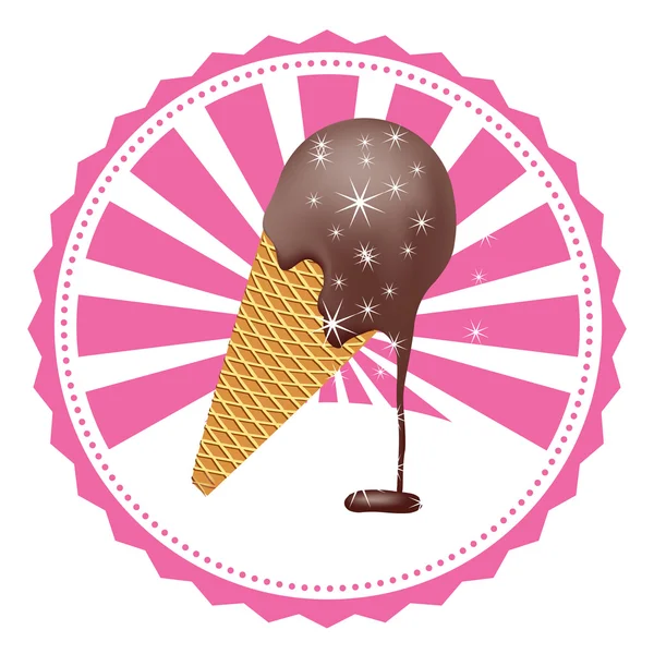 Vector label chocolate ice cream — Stock Vector