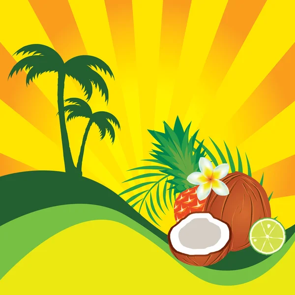 Tropical fruit background — Stock Vector