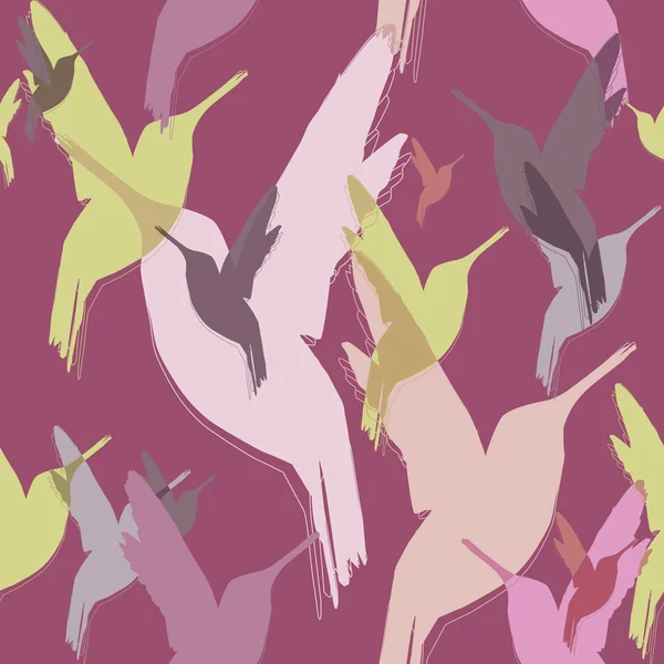 Seamless pattern of hummingbirds — Stock Vector
