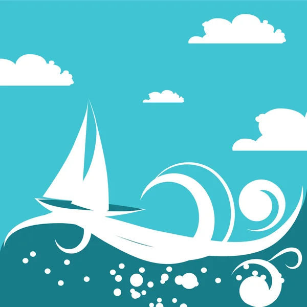 Schip in zee — Stockvector