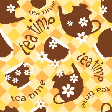 Seamless pattern tea time clipart