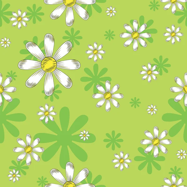 Seamless pattern of daisies — Stock Vector