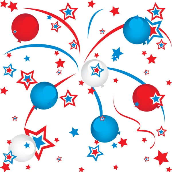 Feuerwerk und Luftballons — Stockvektor