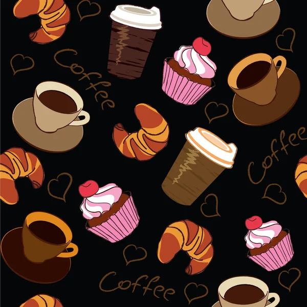 Naadloze patroon van een kopje koffie — Stockvector
