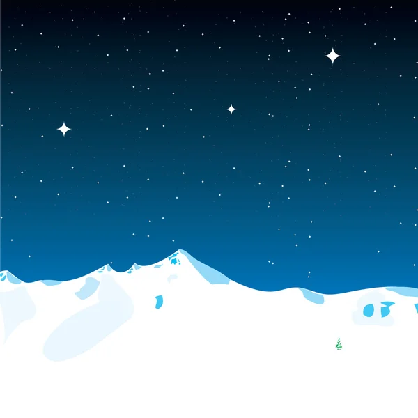 Berg, natthimlen med stjärnor — Stock vektor
